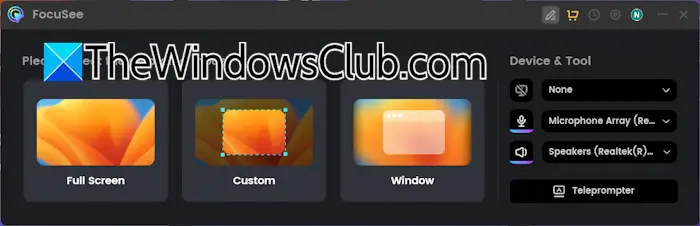FocuSee user interface